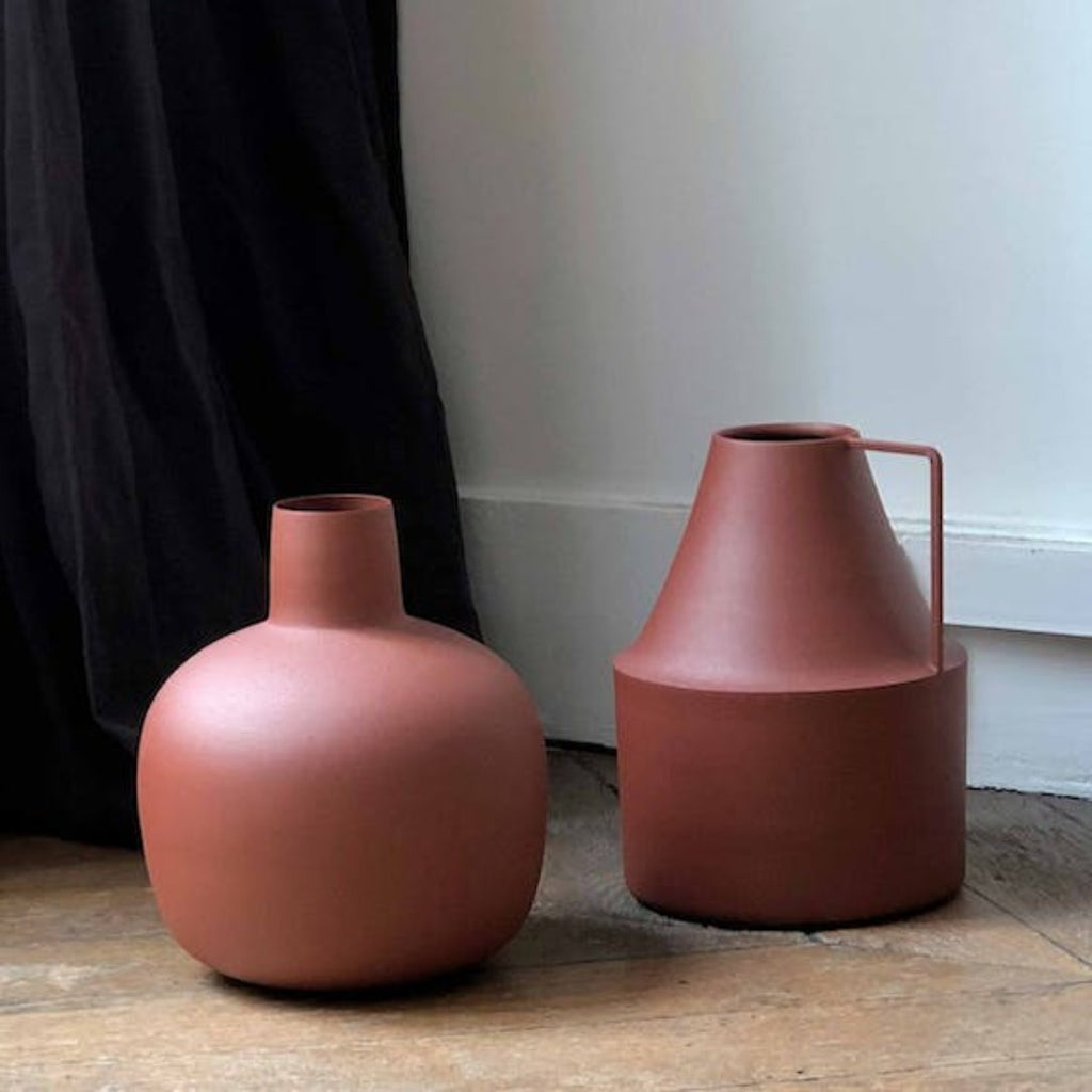VERDI Terracotta Metal Milk Jug Vase - Marcias Flooring