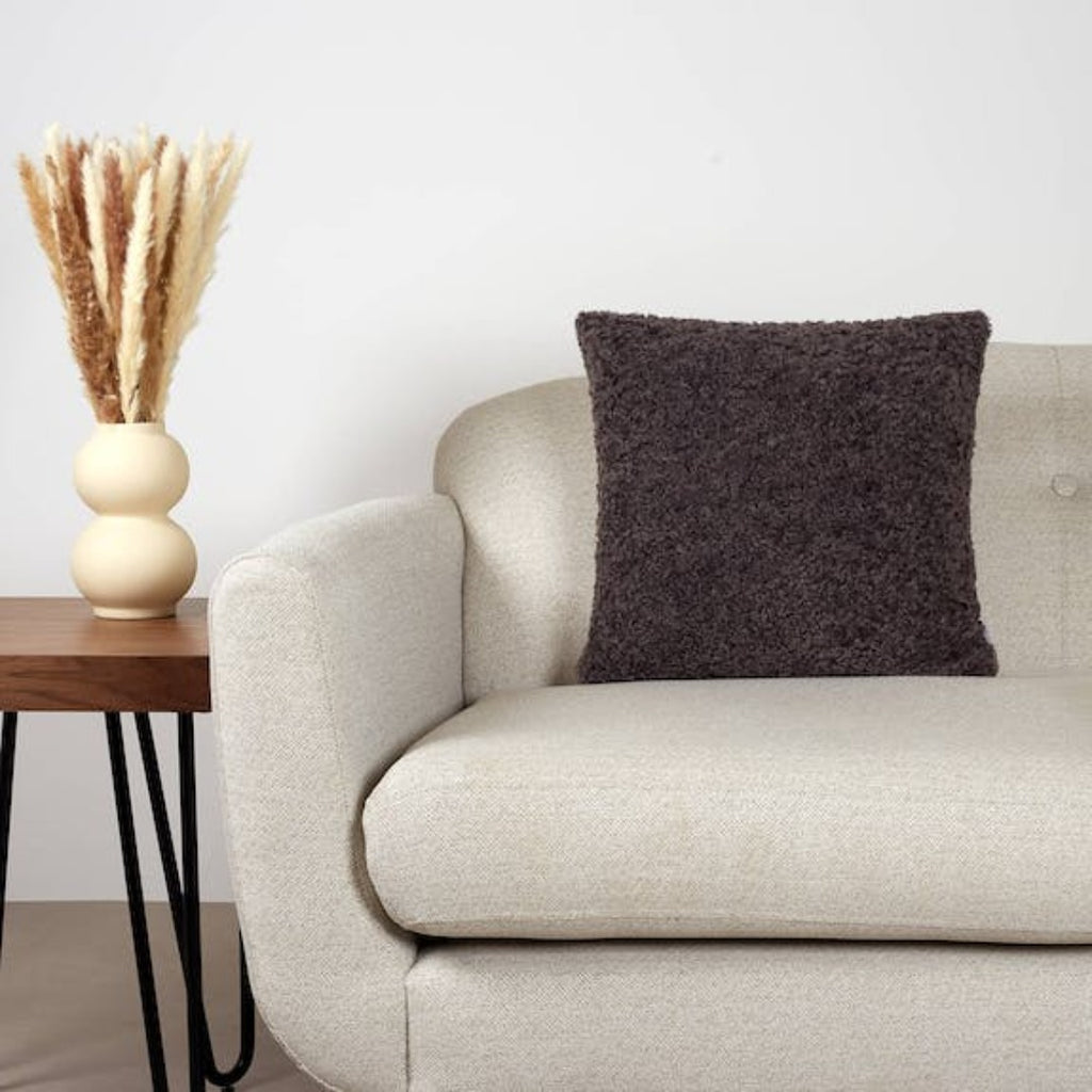 Boucle Cushion in Dark Grey, 16cm x 50cm Looped Yarn Pillow - Marcias Flooring