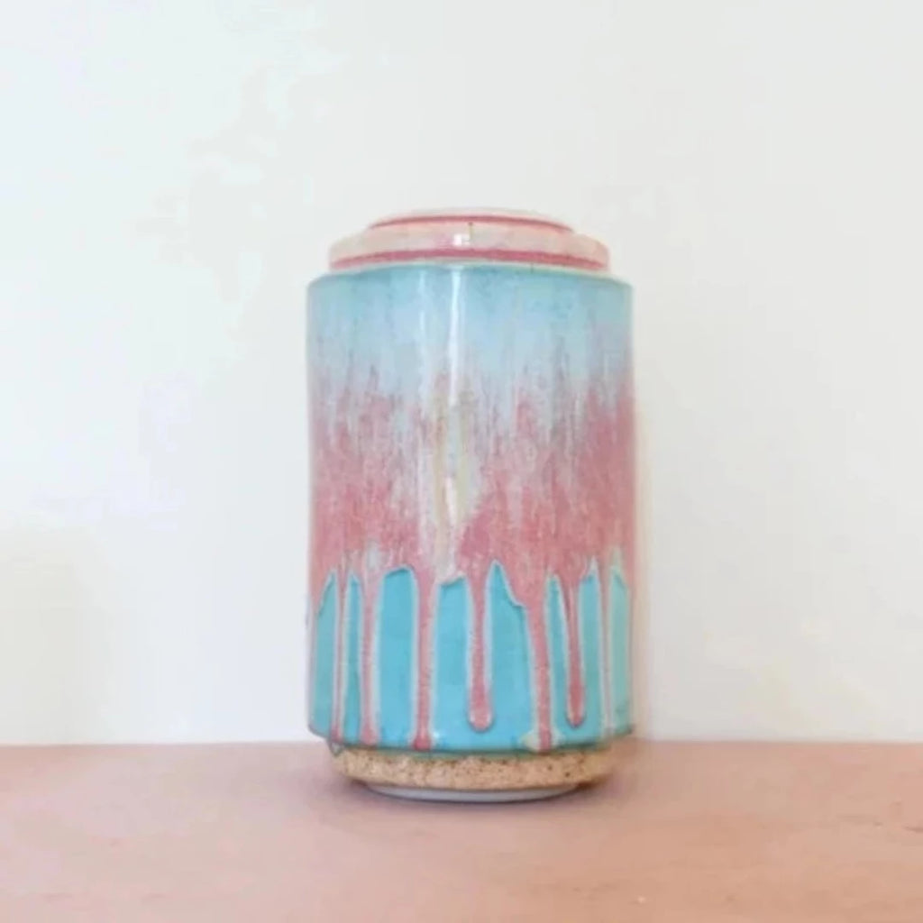 Handmade Porcelain Glazed Vase in Pink & Blue - McKays Flooring