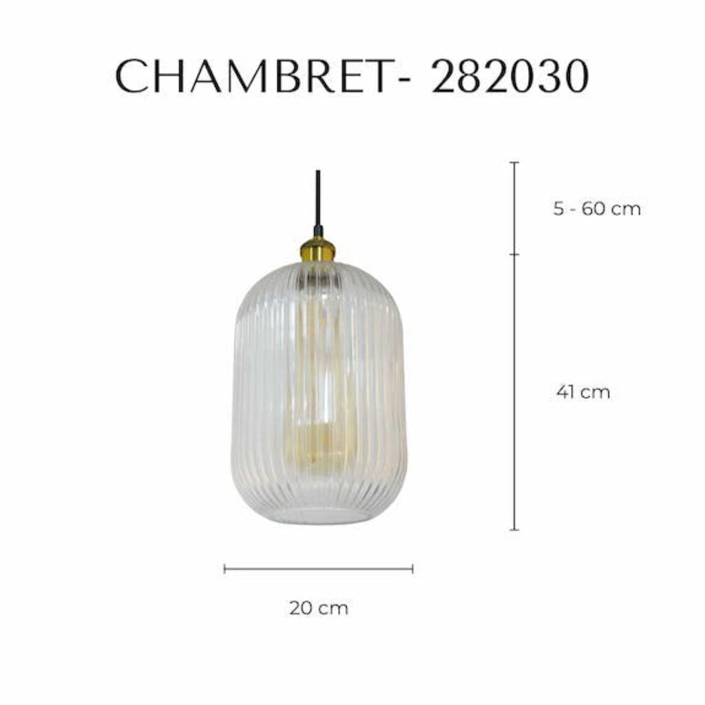 CHAMBRET Striated Glass Pendant Light - Marcias Flooring