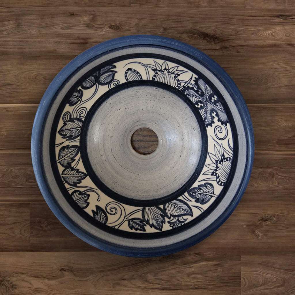 VICTORIA Handcrafted Round Wash Basin in Blue - Marcias Flooring