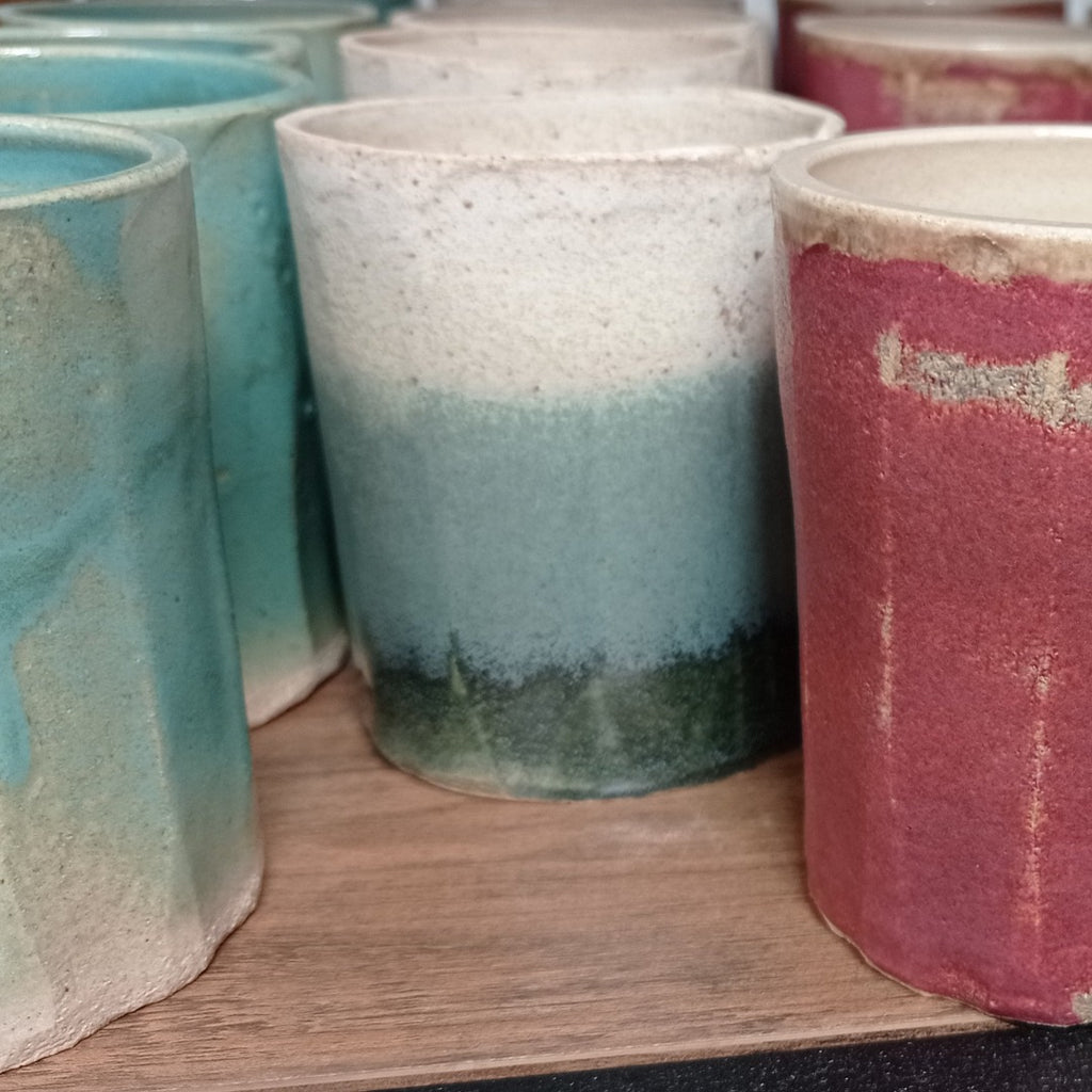 Handmade Ceramic Beaker in Green - Marcias Flooring