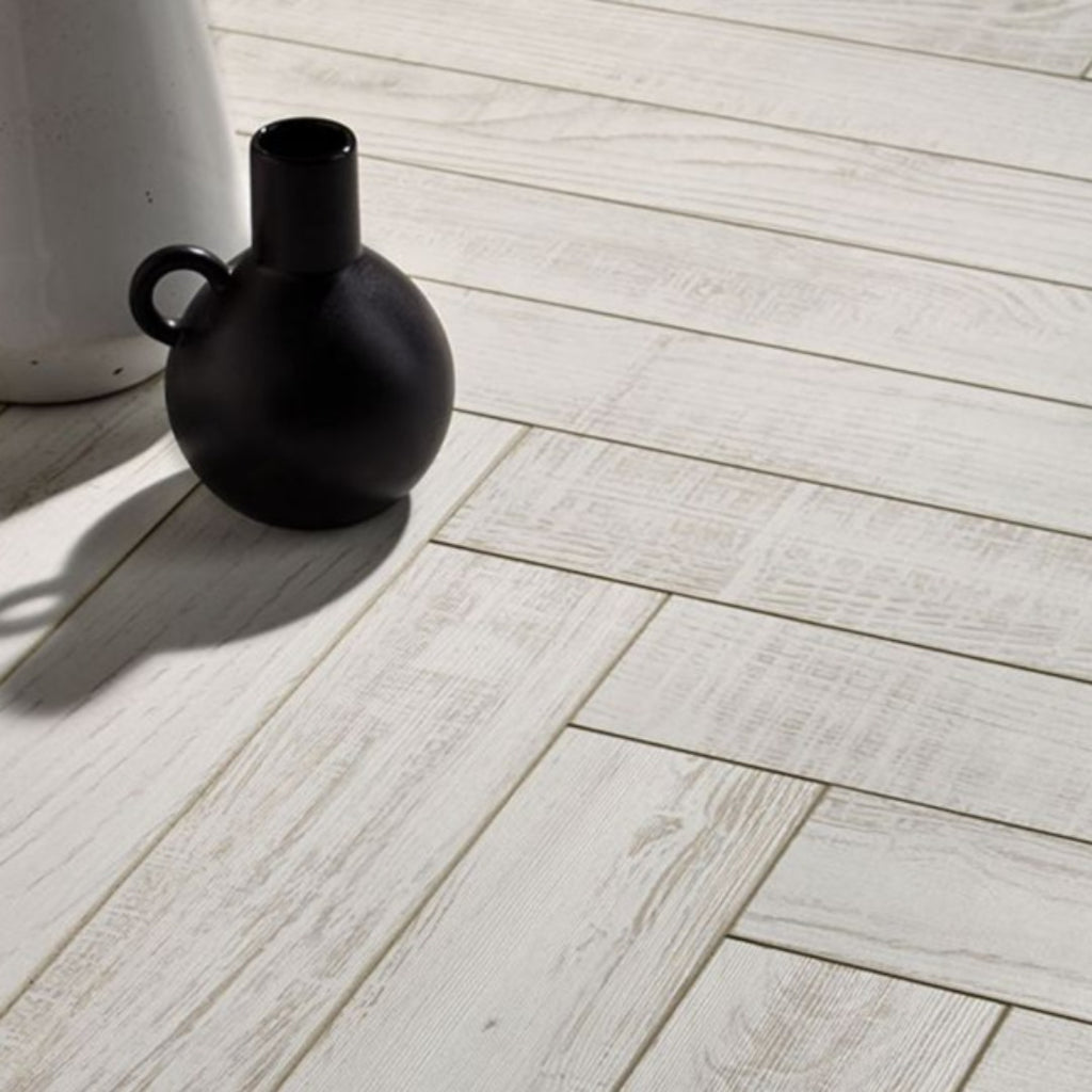 CHATEAU Chesnut White Herringbone Laminate Flooring - Marcias Flooring
