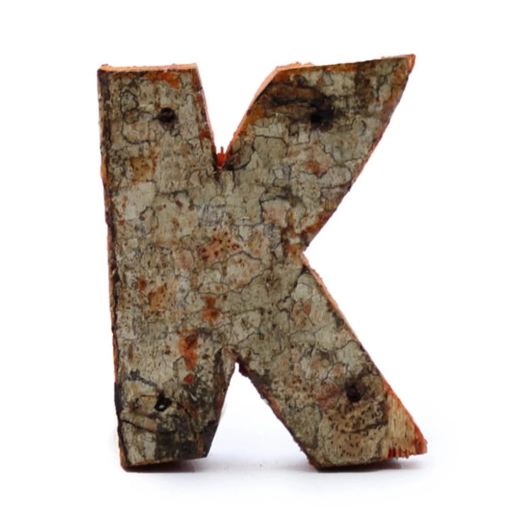 SRBL-13 - Rustic Bark Letter - "K" - 7cm - McKays Flooring