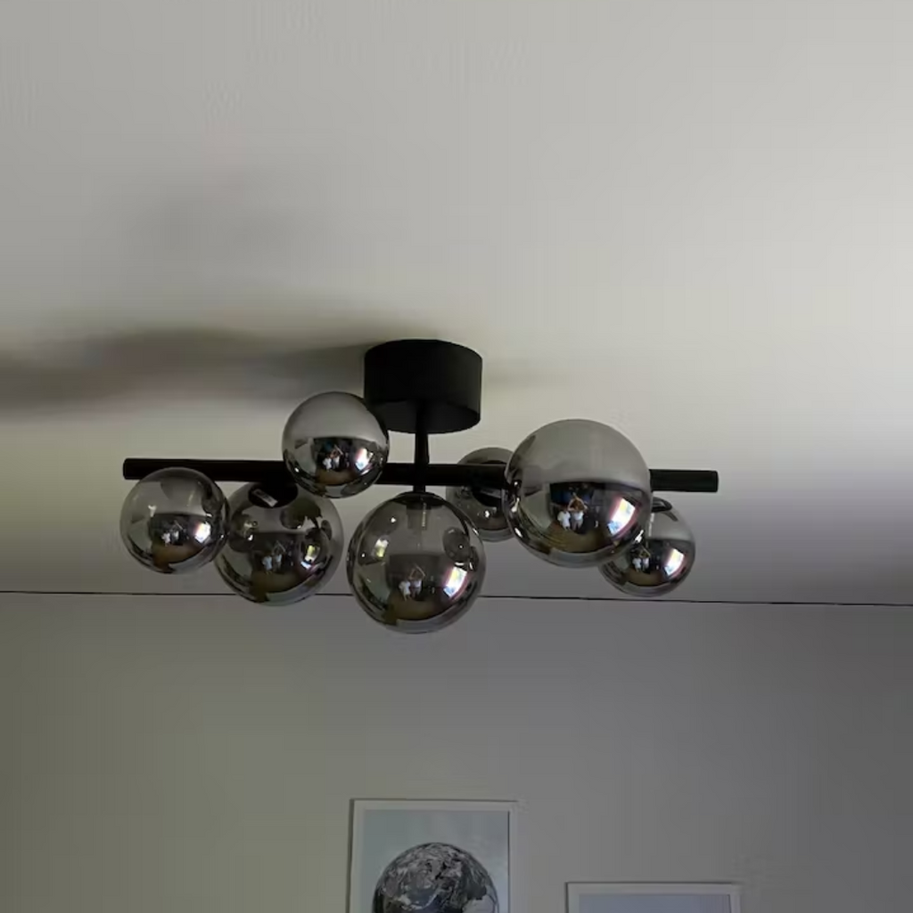 MOLEKYL Black Smoked Glass Bulb Ceiling Light - Marcias Flooring