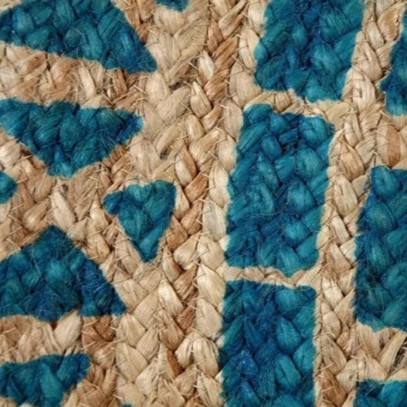 MANDALA Handmade Round Braided Jute Flatweave Rug in Teal - McKays Flooring