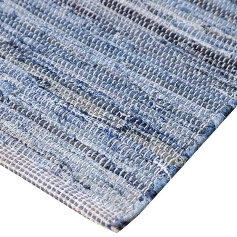 DENIM Handmade Cotton Rag Flatweave Rug - Blues - McKays Flooring