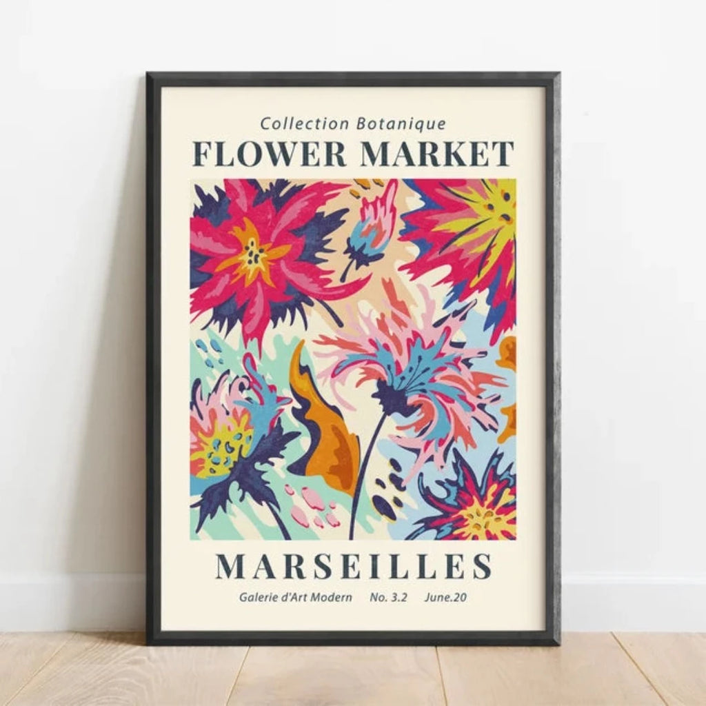 Marseilles Flower Market Vintage Wall Art Print No306 - Marcias Flooring