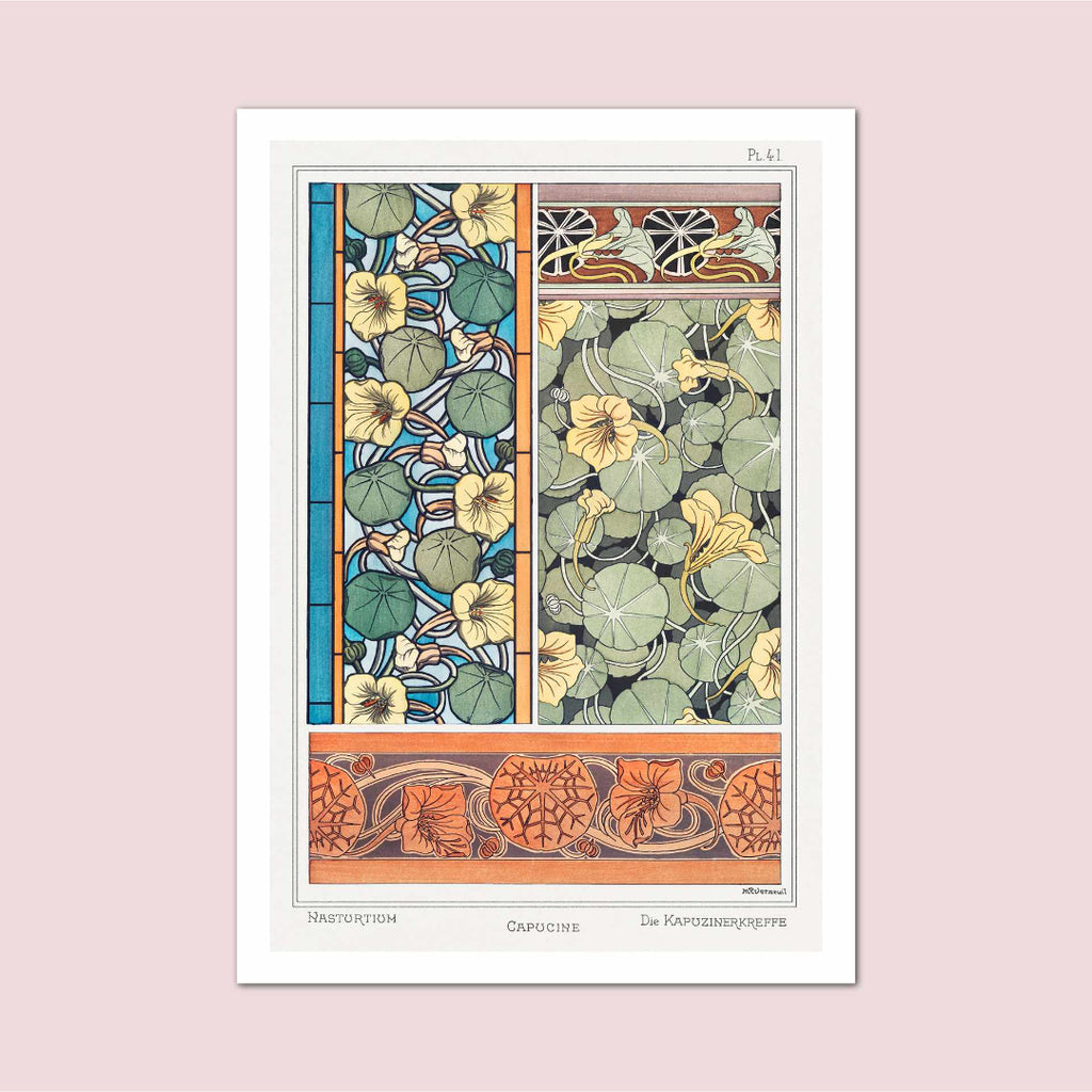 Nasturtium Pattern Verneuil Vintage Botanical Print - Marcias Flooring