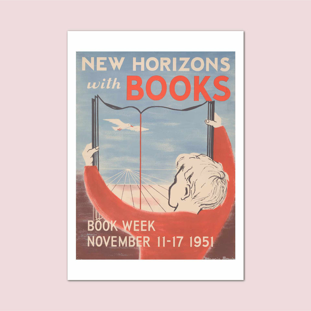 New Horizons With Books Vintage Print - Marcias Flooring