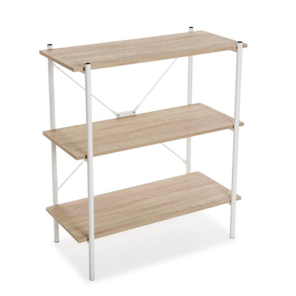 MILAN 3 Tier Shelf Unit in Natural Wood/White - Marcias Flooring