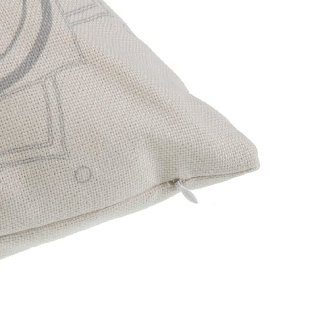 TALLIA Handmade Mandala Print Filled Cushion in Light Grey - Marcias Flooring