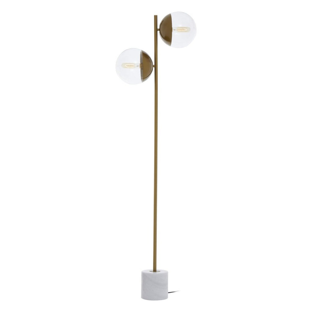 REVIVE Gold Finish & Marble 2 Light Floor Lamp - Marcias Flooring