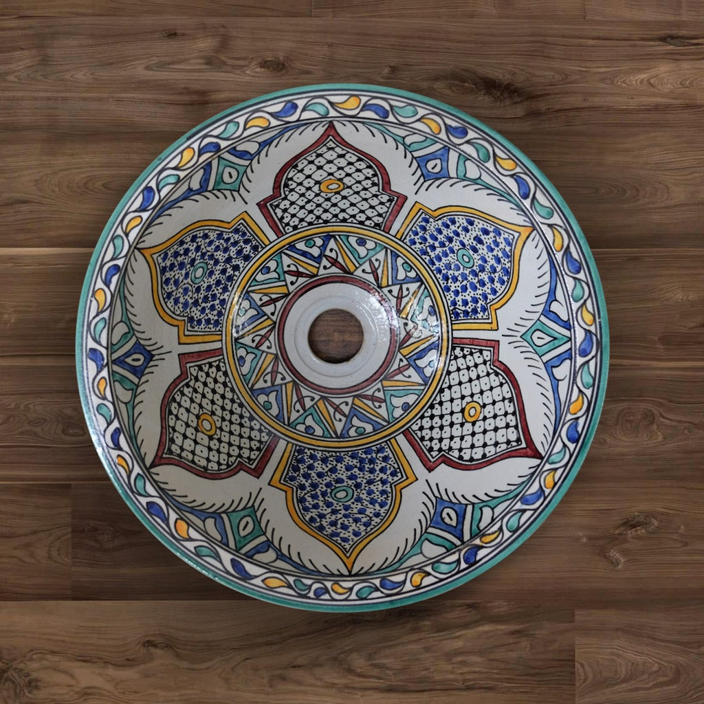 MAEVE Moroccan Handmade Round Wash Basin in Multi - Marcias Flooring