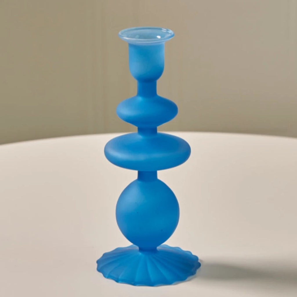 NORDIC Blue Glass Candle Holder - Marcias Flooring