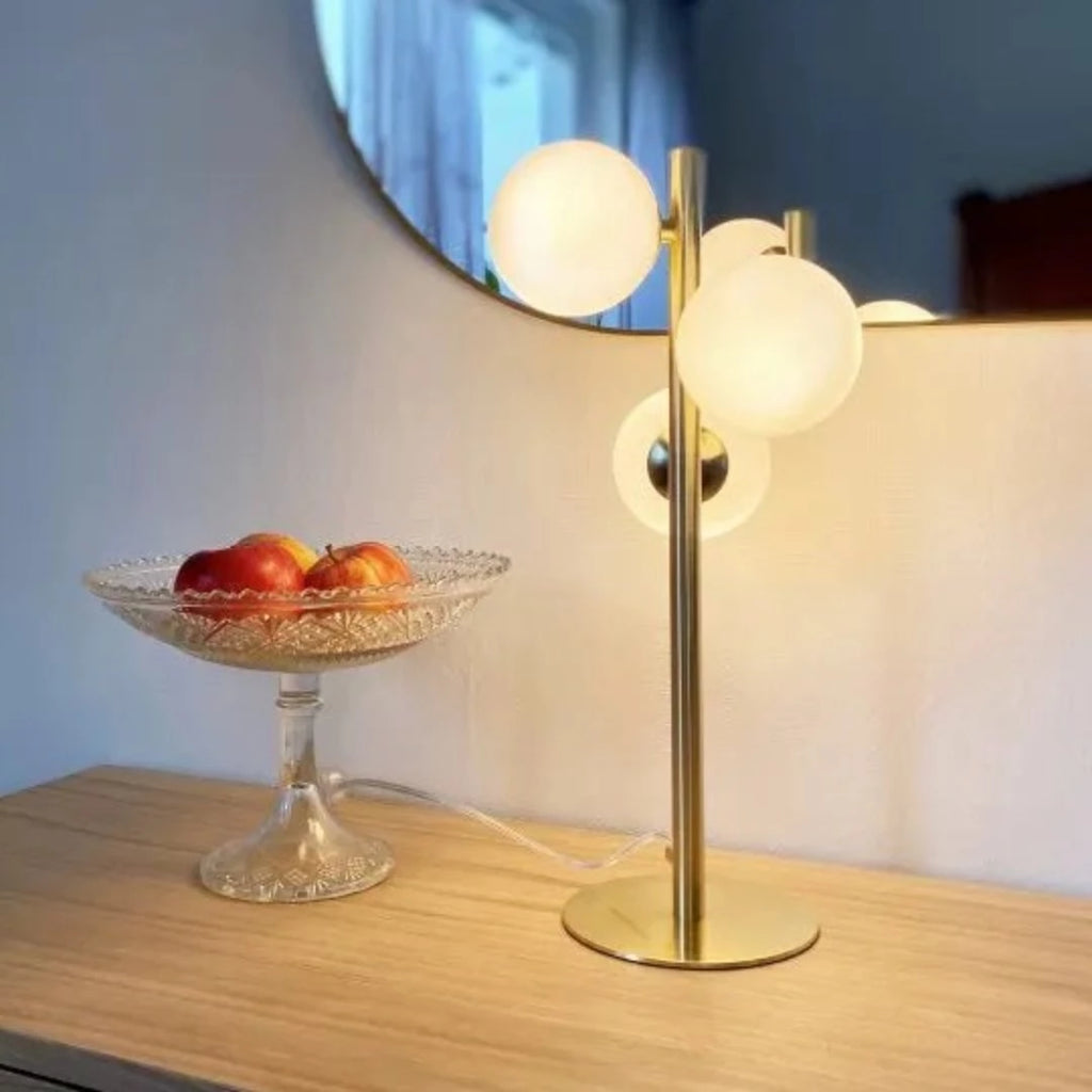 MOLEKYL (1) White & Brass Table Lamp - Marcias Flooring