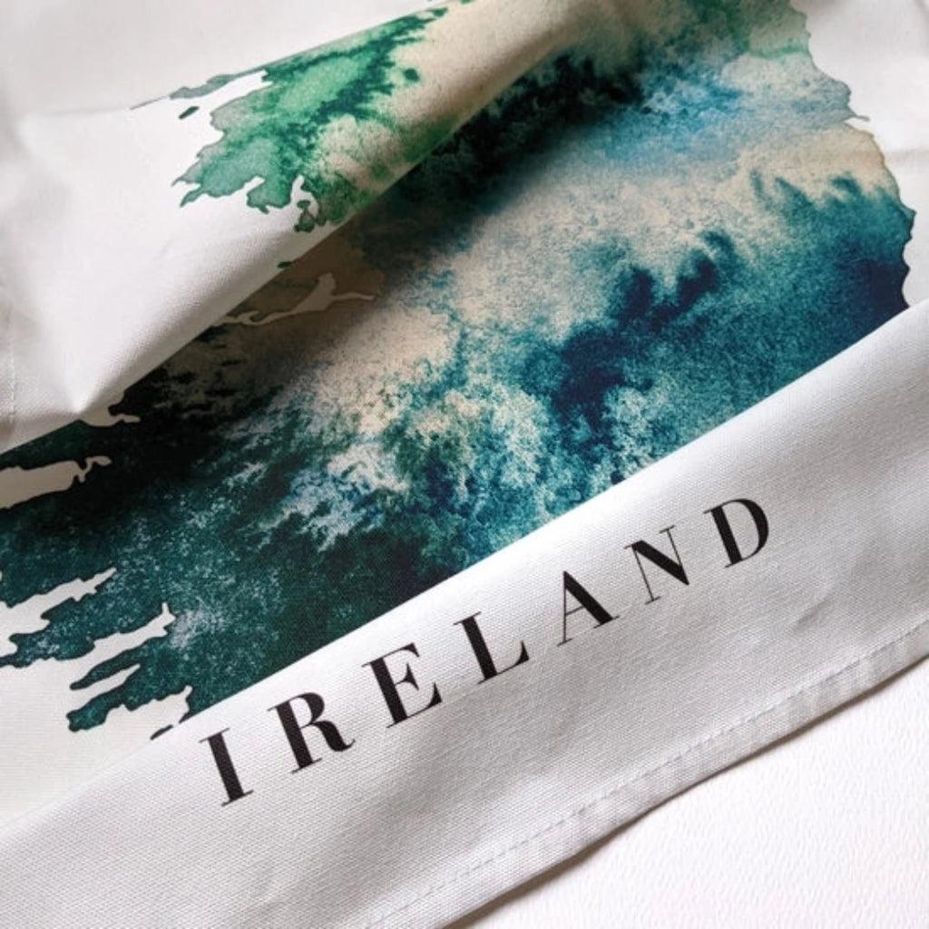 Ireland Watercolour Map Geen Organic Cotton Tea Towel - McKays Flooring