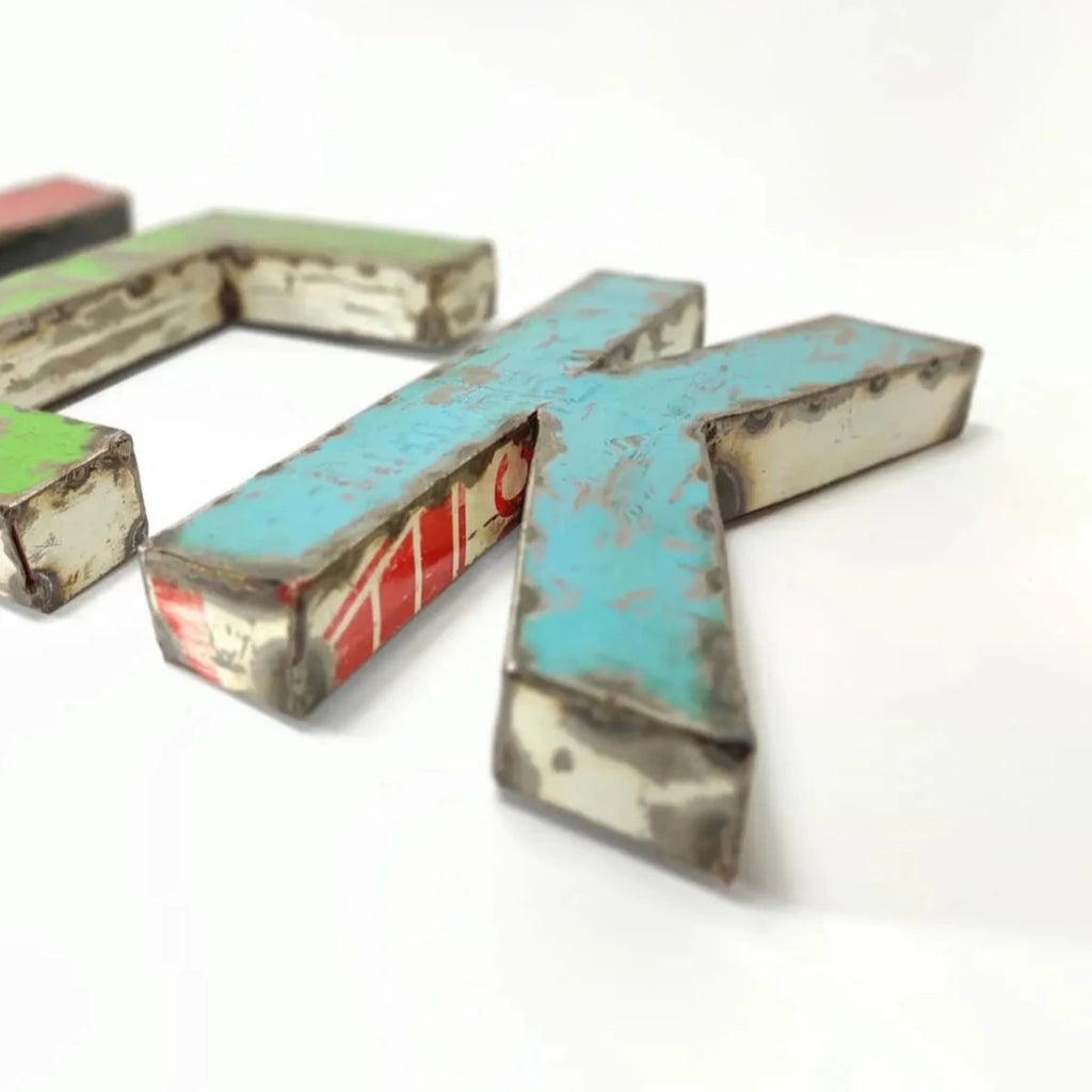 Recycled Metal Letters A-J - Marcias Flooring