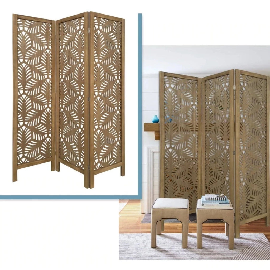 Decorative Wooden Room Divider/Screen in Leaves Design - McKays Flooring