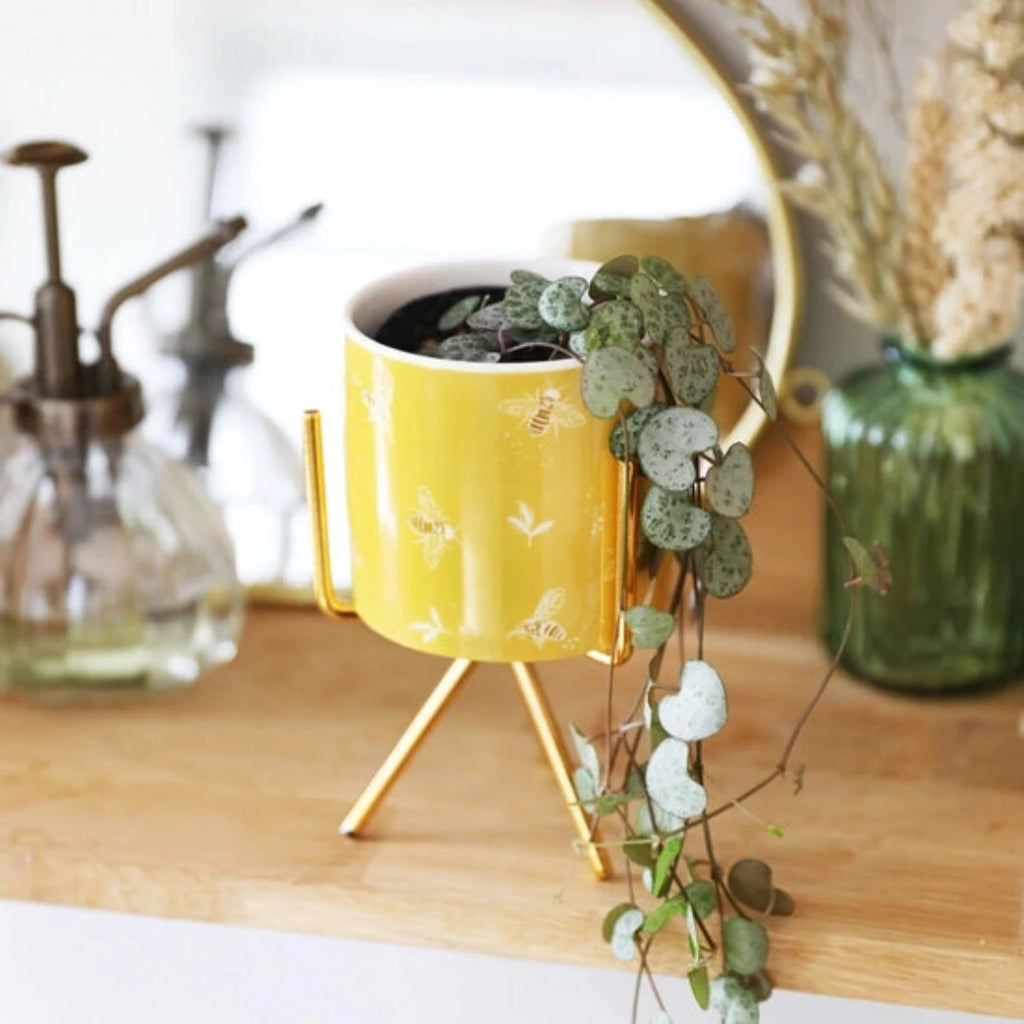 YELLOW BEE PLANTER WITH STAND - McKays Flooring