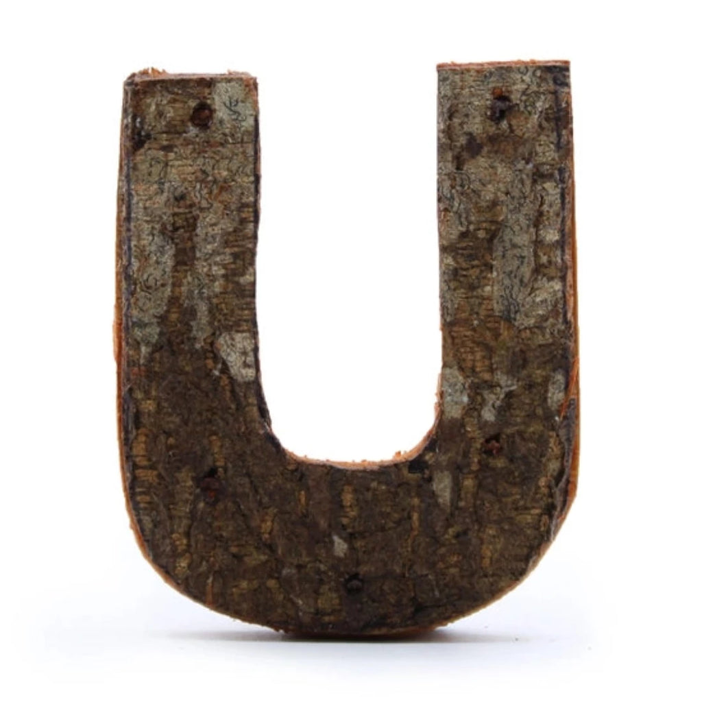 SRBL-23 - Rustic Bark Letter - "U" - 7cm - McKays Flooring