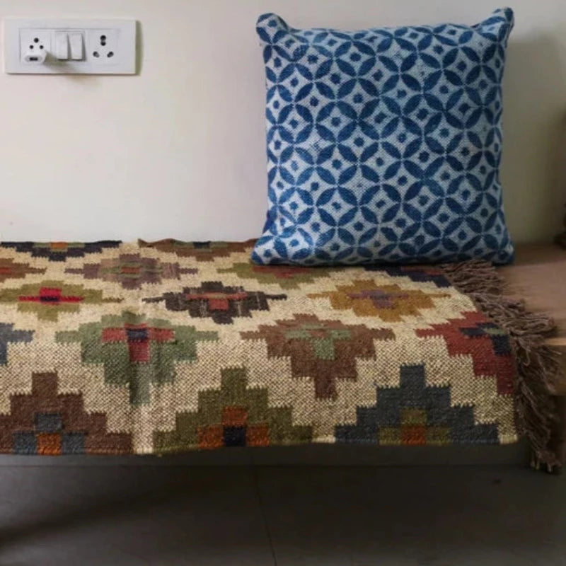 MILDRED Handmade Kilim Jute/Wool Flatweave Rug - 60cm x 90cm - McKays Flooring