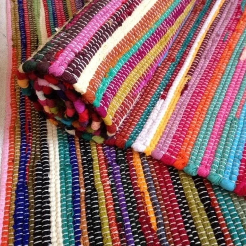 RAINBOW Handmade Cotton Rag Flatweave Rug - 5 Sizes - McKays Flooring