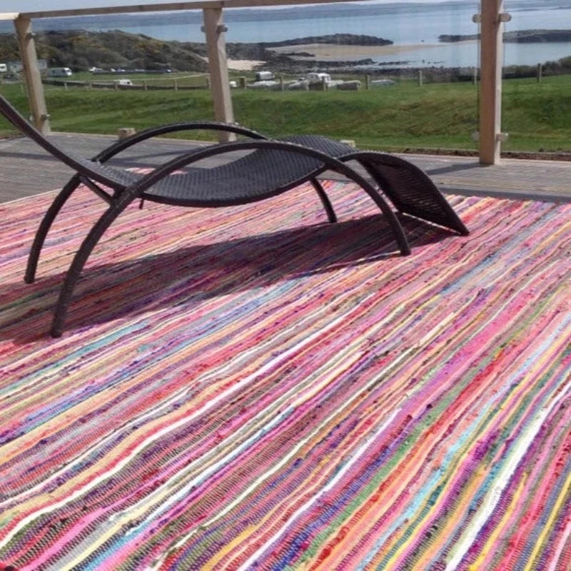 RAINBOW Handmade Cotton Rag Flatweave Rug - 5 Sizes - McKays Flooring