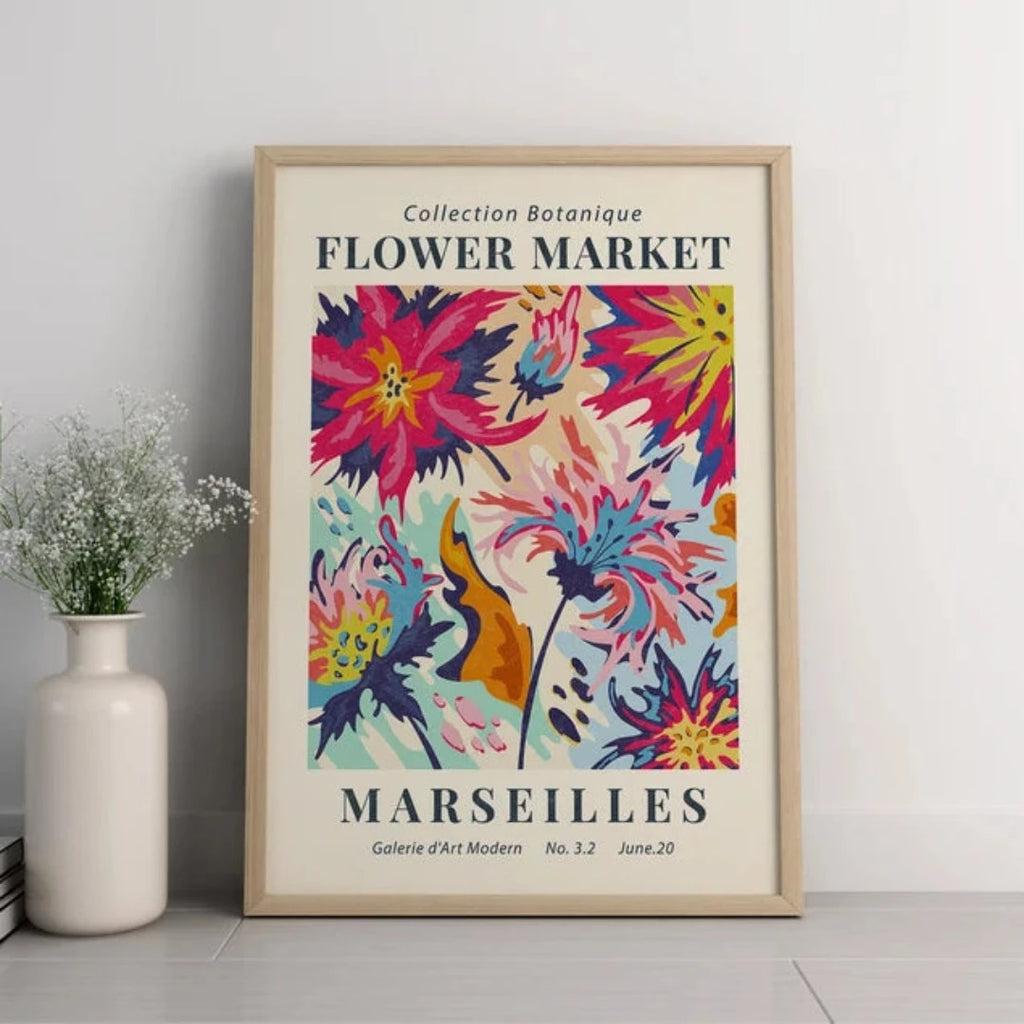 Marseilles Flower Market Vintage Wall Art Print No306 - Marcias Flooring