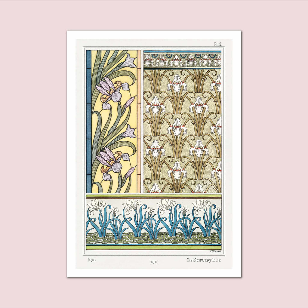Iris Pattern Verneuil Vintage Botanical Print - Marcias Flooring